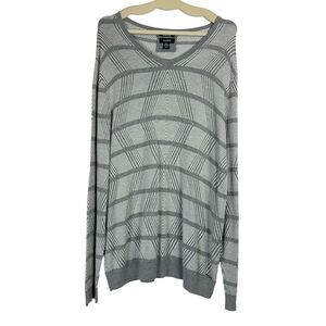 Alfani Gray White Geometric Cashmere Blend Knit Tunic Sweater Women's Size XXL